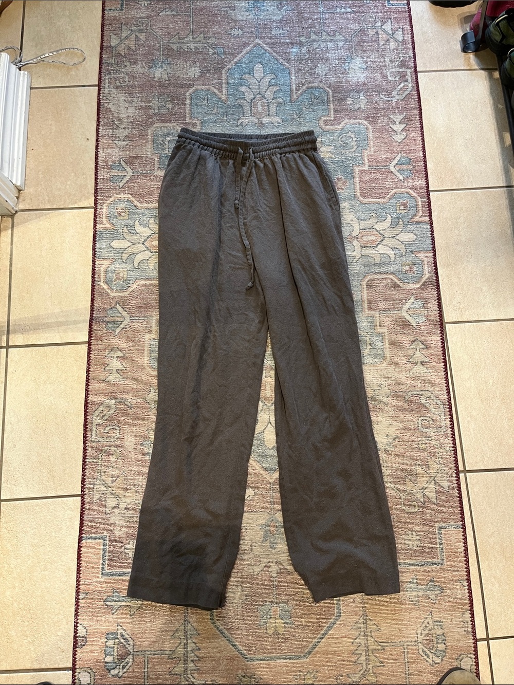 Vintage Silk Noil Drawstring Pants size s